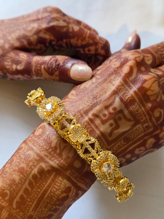 Gold Finish Zircon Studded Bangle