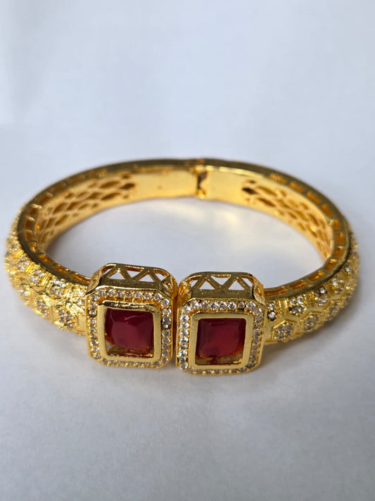 Black Finish Zircon Bracelet with Glass Rubies