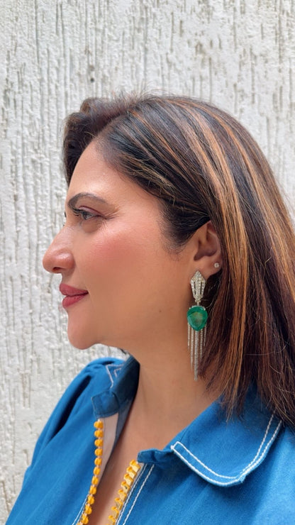 Zircon and Green Doublet Earrings
