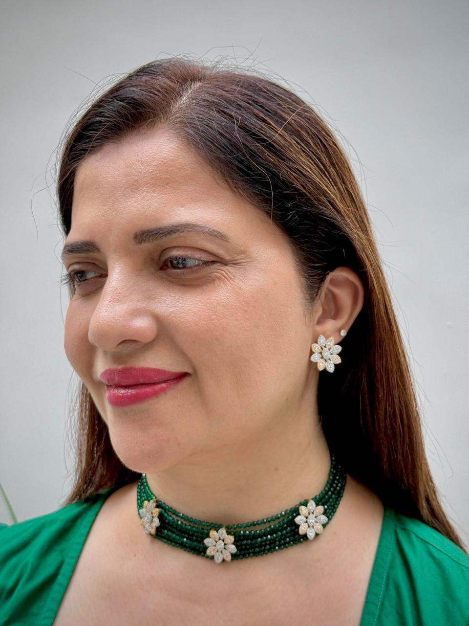 Zircon Beaded Choker Necklace Set