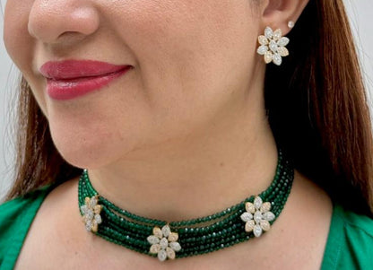 Zircon Beaded Choker Necklace Set