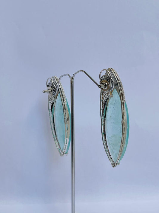Blue Clear Crystal Earrings with Zircon Crown