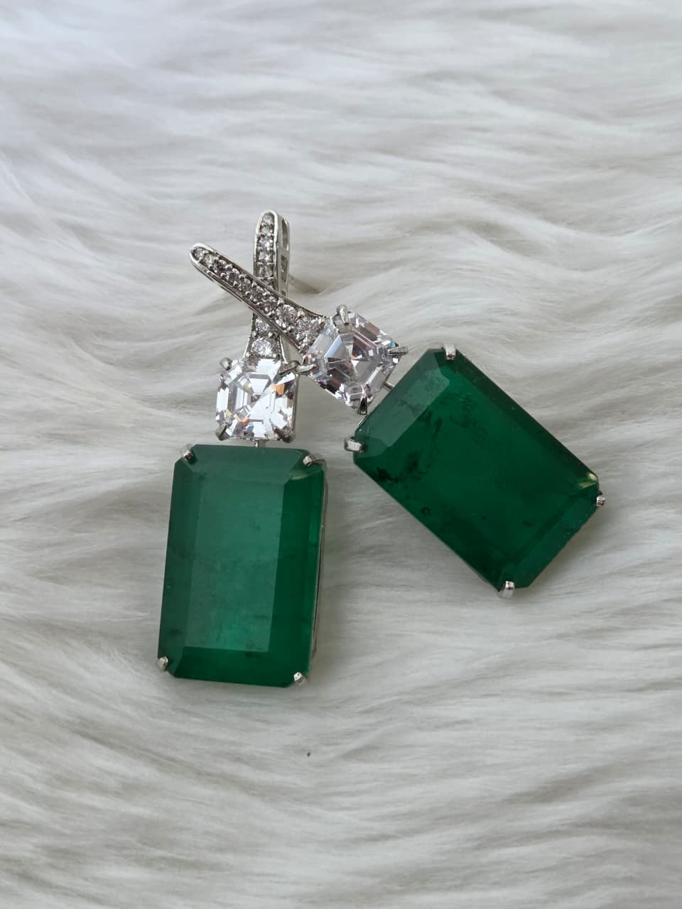 Vibrant Green Zircon Accented Earrings