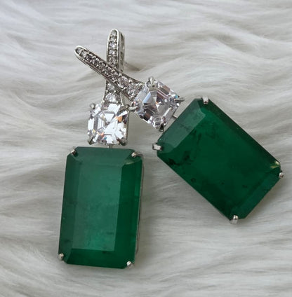 Vibrant Green Zircon Accented Earrings