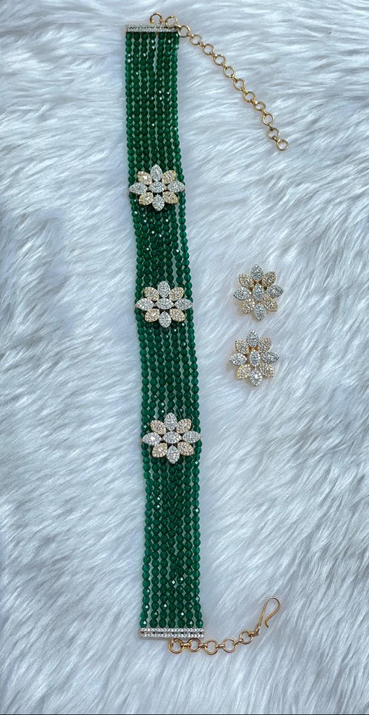 Zircon Beaded Choker Necklace Set