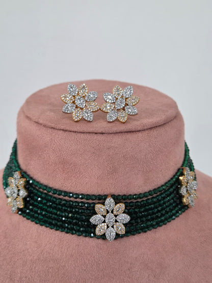 Zircon Beaded Choker Necklace Set