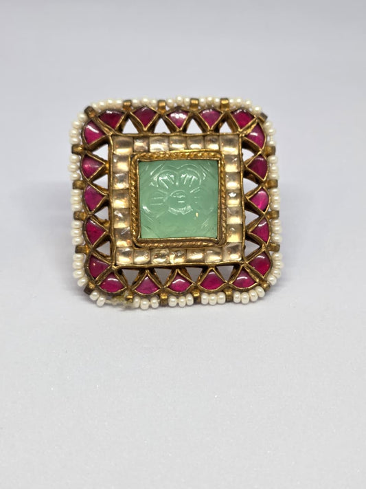 Pastel Carved Stone Ring