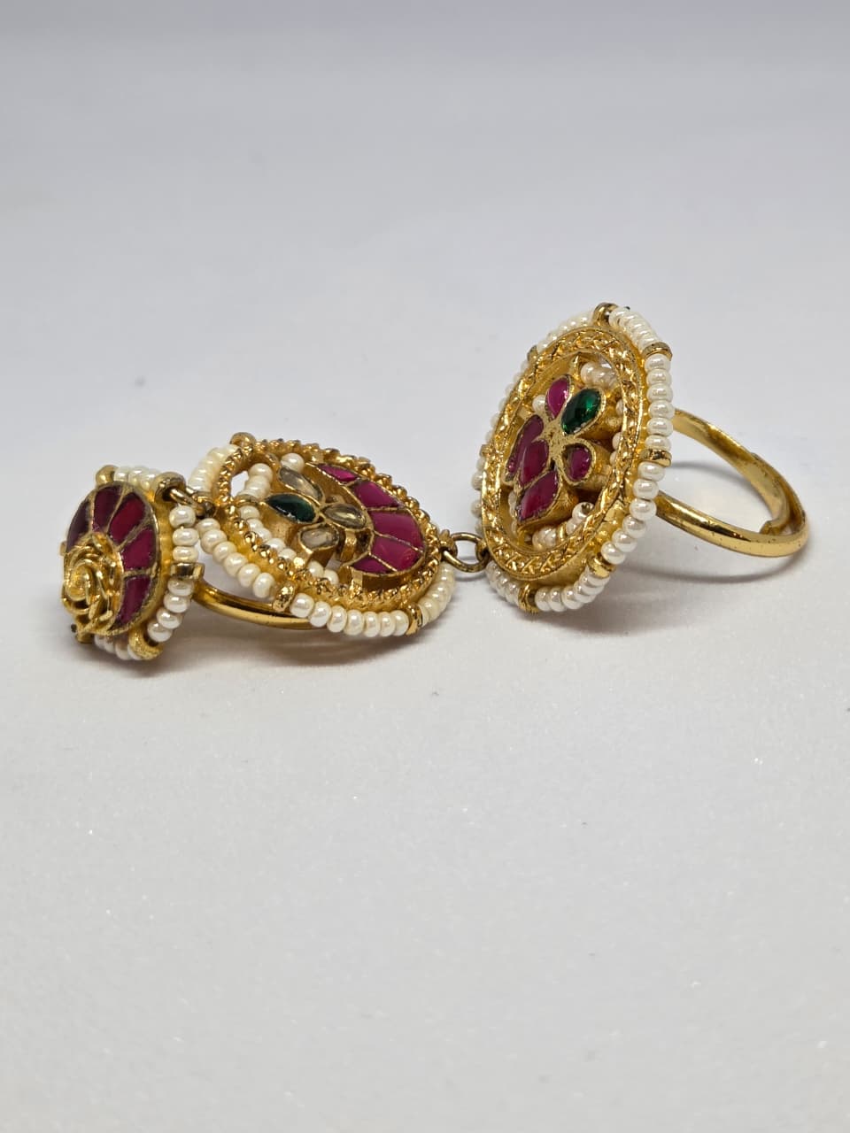 Semi Precious Stone Studded Kundan Layered Ring