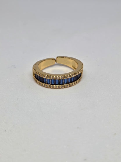 Gold Finish Zircon Studded Ring with Baguette Stones