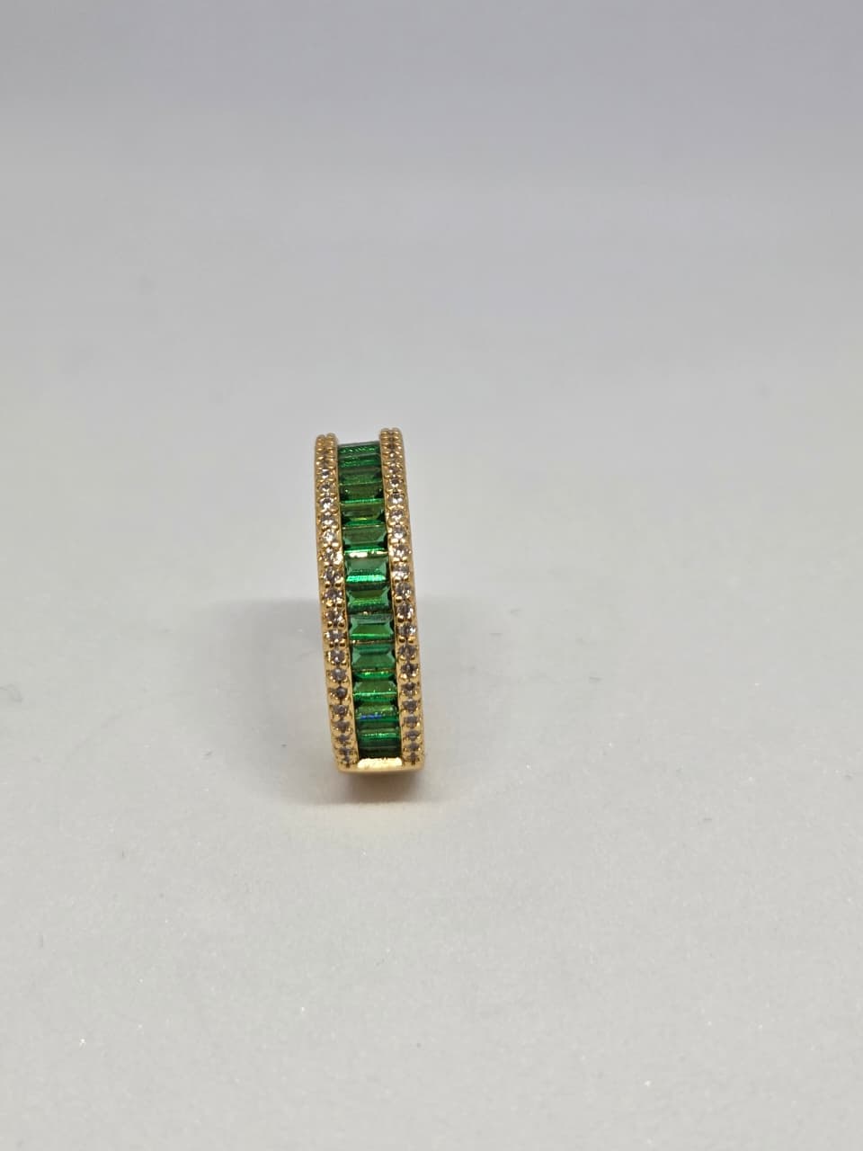 Gold Finish Zircon Studded Ring with Baguette Stones