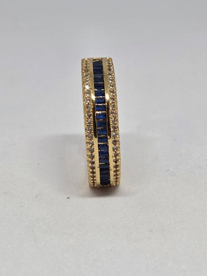 Gold Finish Zircon Studded Ring with Baguette Stones
