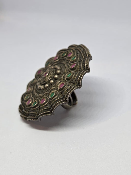 Oxidised Studded Zircon Ring