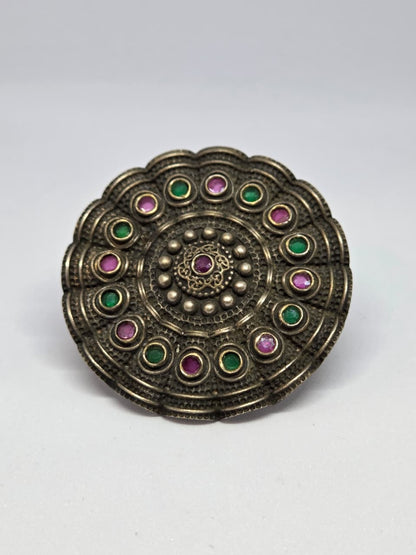 Oxidised Studded Zircon Ring