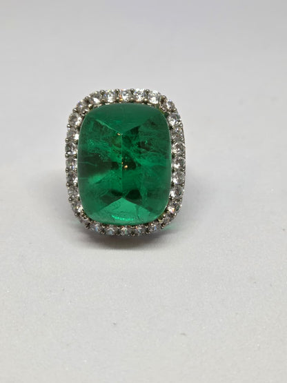 Doublet Crystal Ring with Faux Diamond Accents