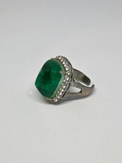 Doublet Crystal Ring with Faux Diamond Accents