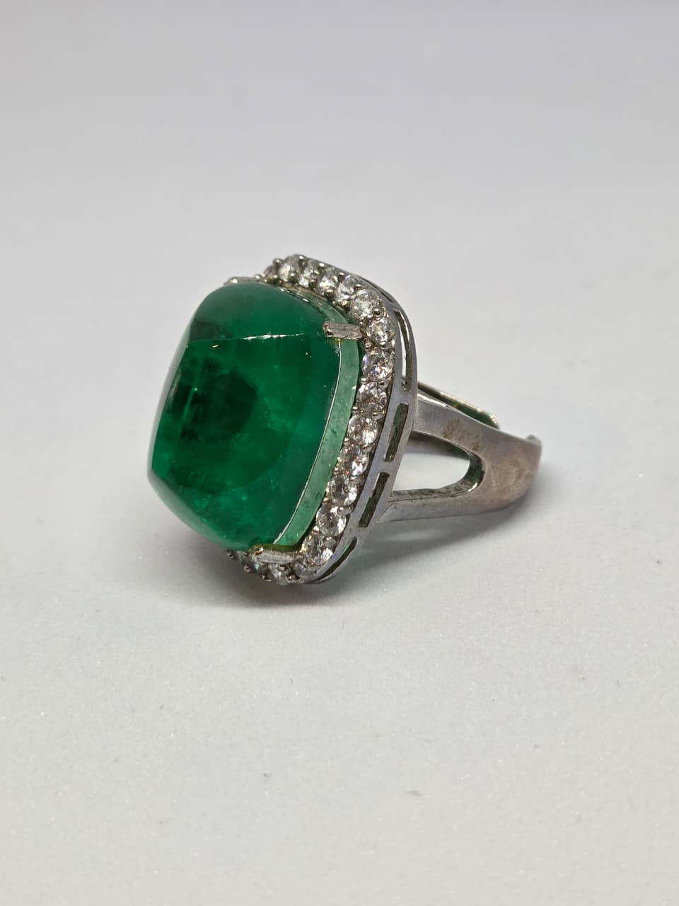 Doublet Crystal Ring with Faux Diamond Accents