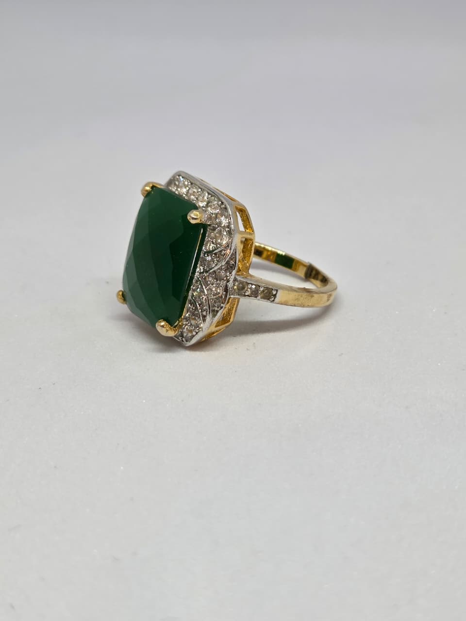 Faceted Faux Green Zircon Ring