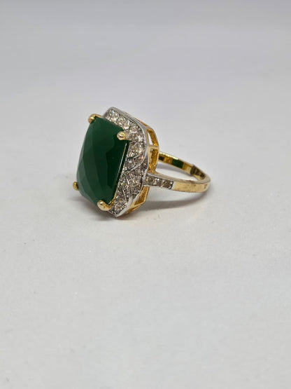 Faceted Faux Green Zircon Ring