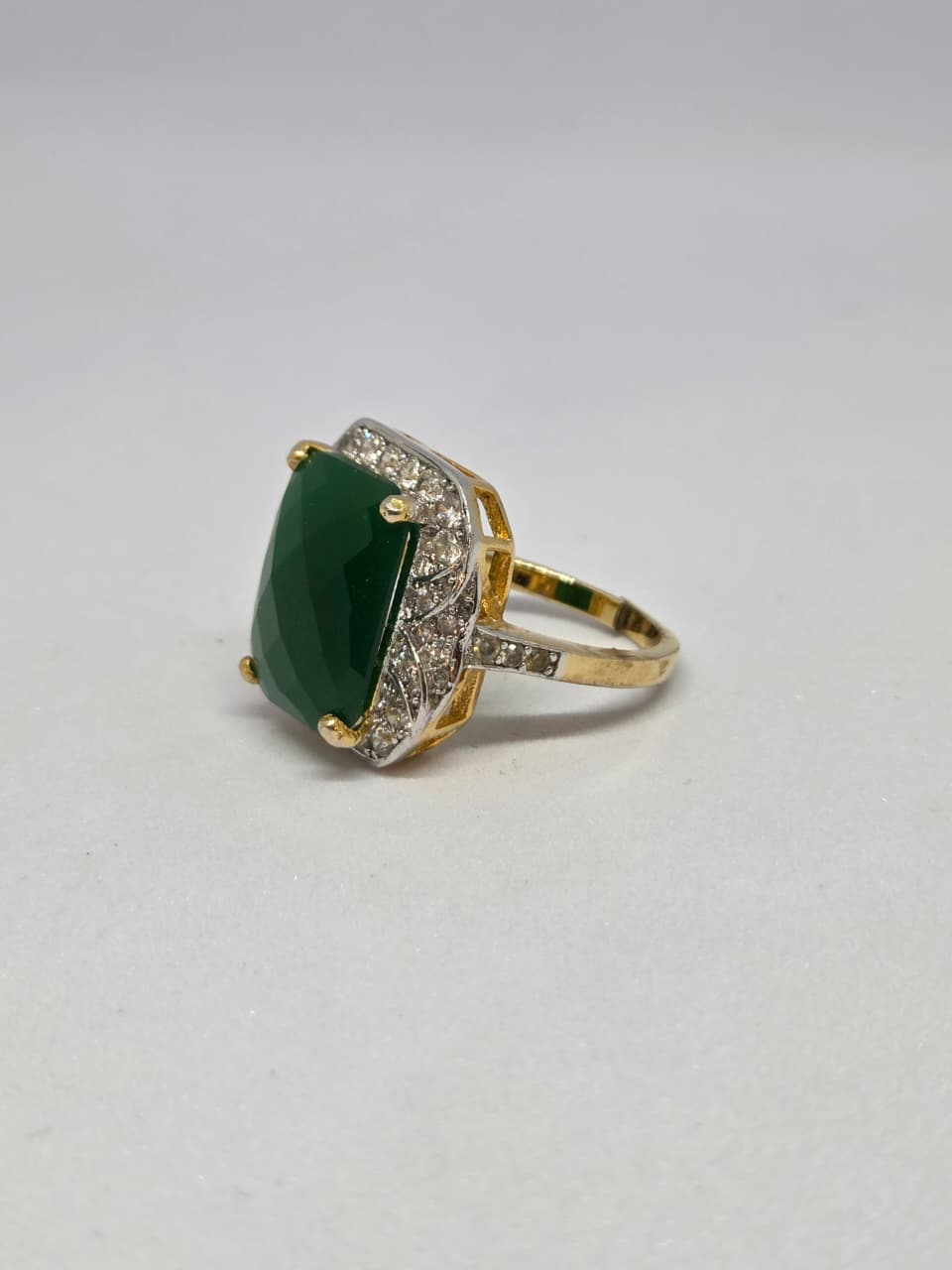 Faceted Faux Green Zircon Ring