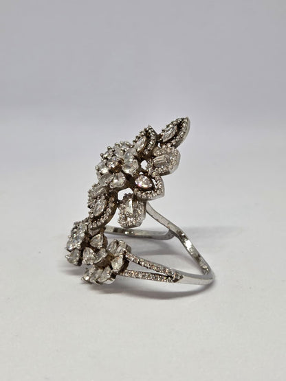 Sparkled Zircon Floral Ring