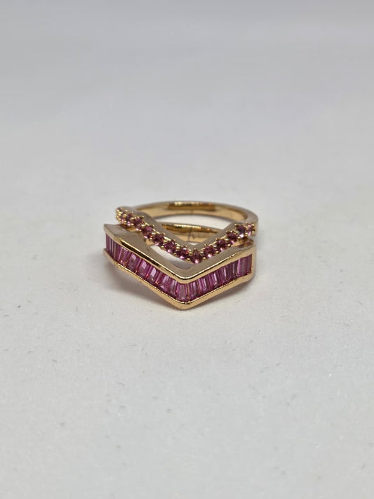 Chevron Cut Gold Finish Ring