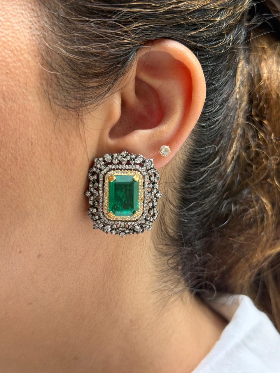 Two Tone Emerald Zircon Studs