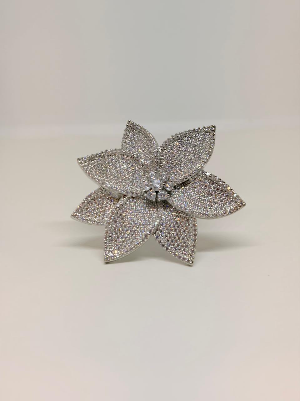Floral Zircon Cocktail Ring