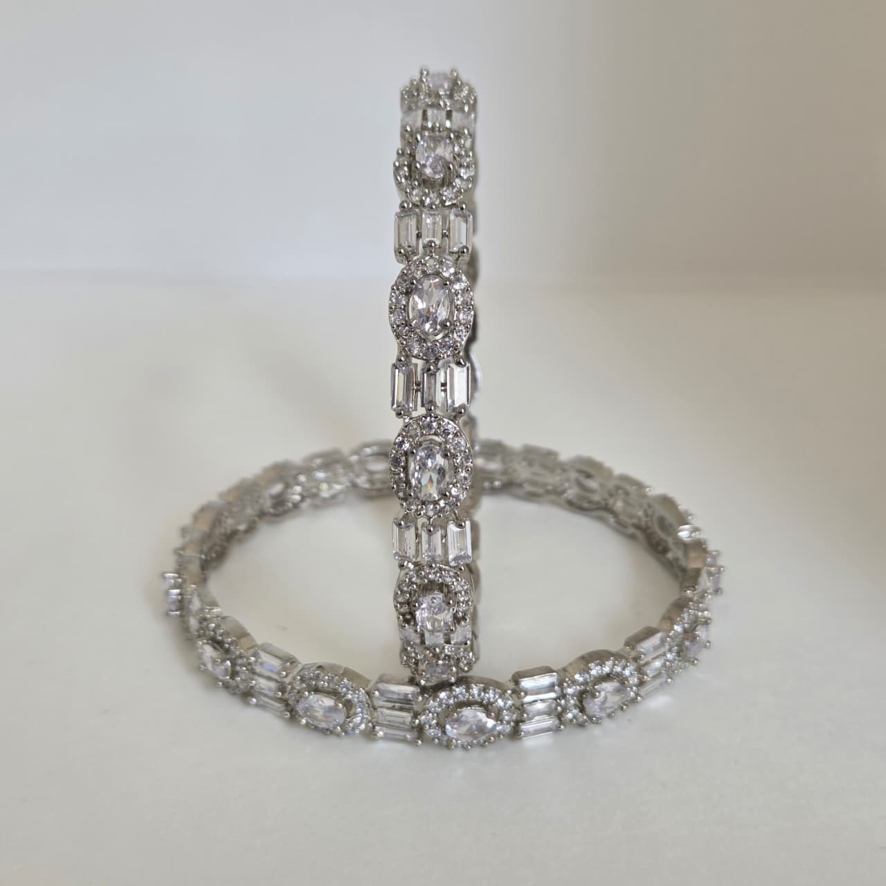Zircon White Finish Bangles