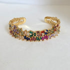 Gold Finish Multi Stone Studded Cuff Bangle