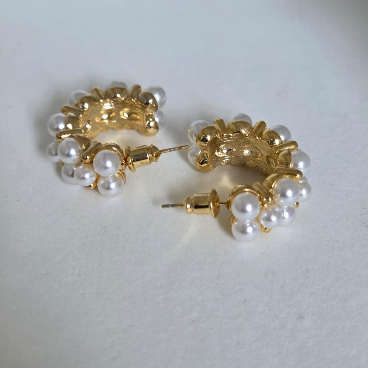 Pearl Cluster Hoop Earrings