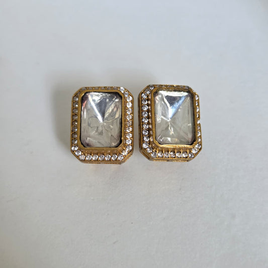 Classic Polki Studs with Zircon Accents