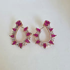Zircon-Studded Earrings With Pink Stones