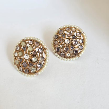 Pearl Kundan Stud Earrings