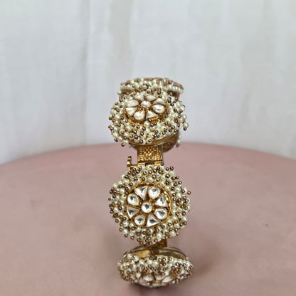 Kundan Pearl & Enamel Antique Bangle