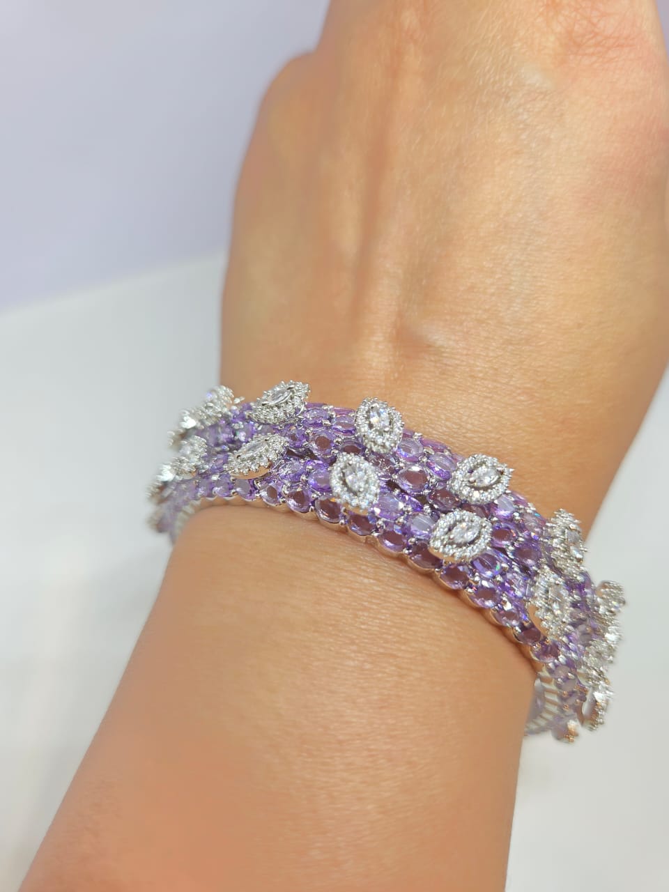 Lavender Bloom Zircon Bangle Set of Two
