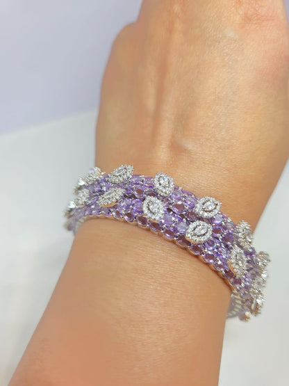 Lavender Bloom Zircon Bangle Set of Two