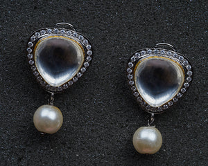 Uncut Studs With Hanging Pearls