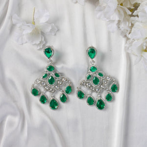 White Finish Green Doublet Earrings with ZirconStudio6Jewels