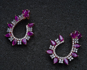 Zircon-Studded Earrings With Pink StonesStudio6Jewels