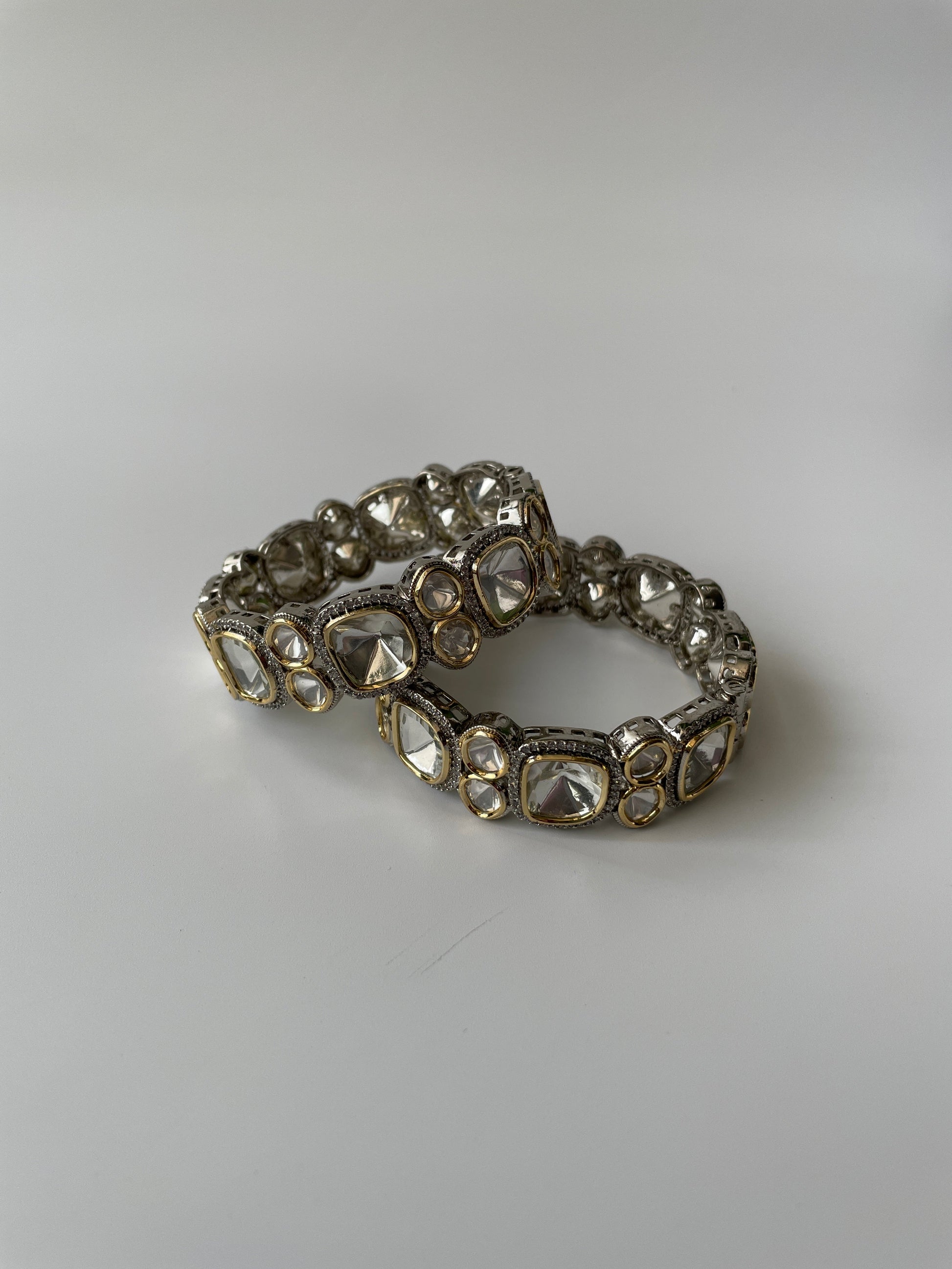 Two Tone Finish Kundan Polki Bangle SetStudio6Jewels