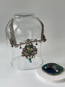 Oxidised Necklace Set with Turquoise DetailingStudio6Jewels