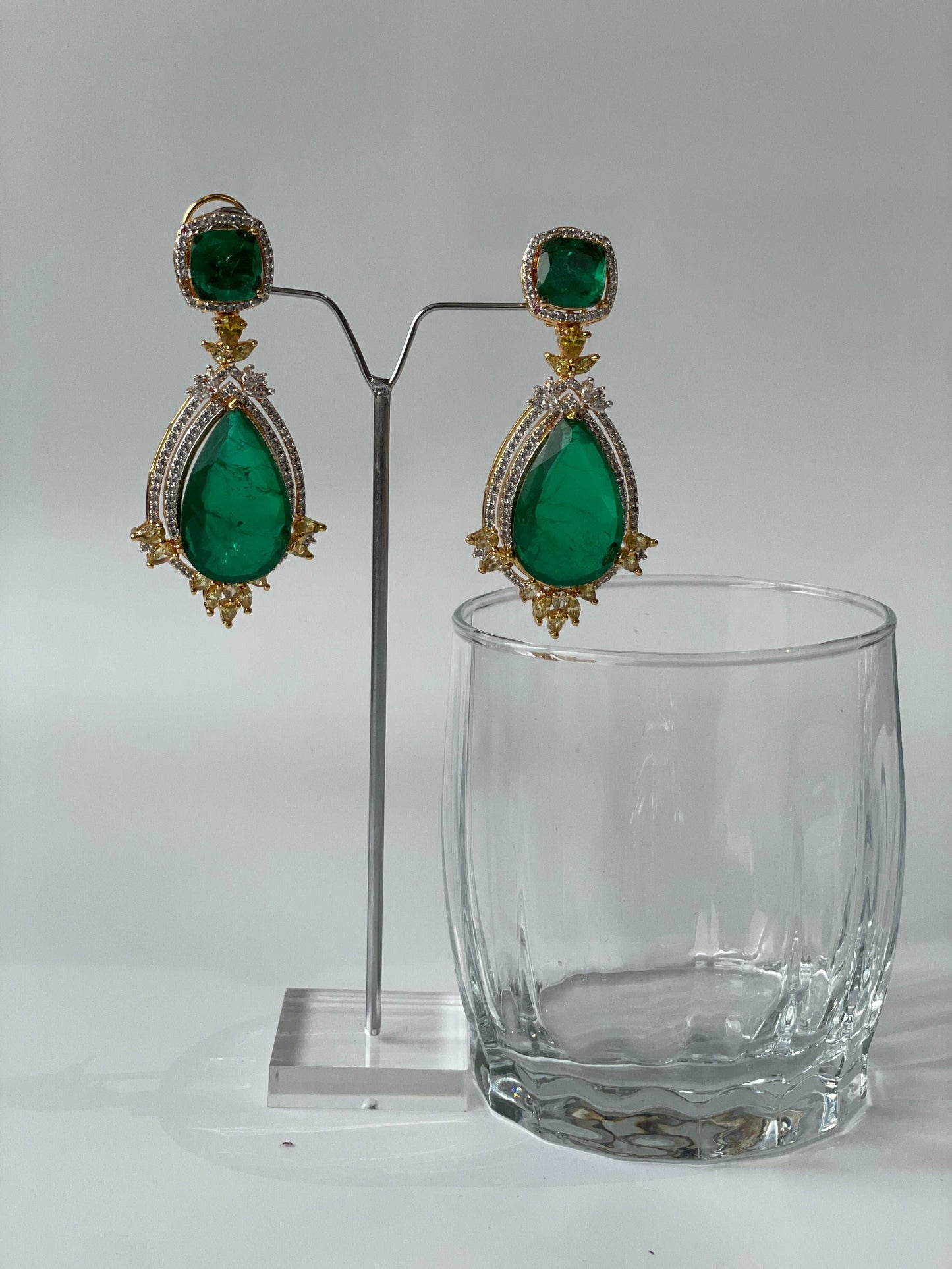 Doublet Dangling Earrings with Zircon Accents