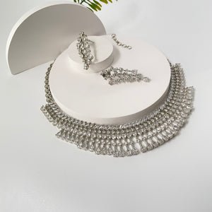 White Finish Zircon Studded Necklace SetStudio6Jewels