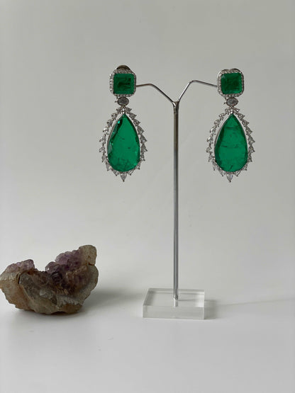 Big Tear Drop Doublet Earrings with Zircon