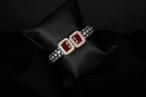 oxidised black and  silver polish bracelet with red rubiesStudio6Jewels