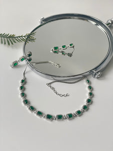 Synthetic Emerald and Zircon Necklace SetStudio6Jewels
