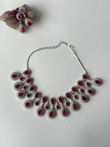 Royal Red Zircon Studded Necklace SetStudio6Jewels