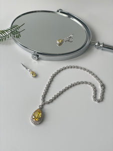 Long Necklace Set with Sunny Yellow Stone and ZirconStudio6Jewels