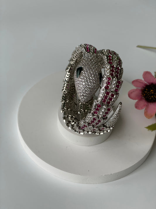 Zircon Studded Snake Wrap Bracelet