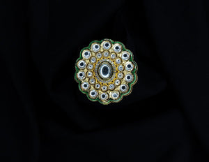 Kundan Green Enamel RingStudio6Jewels